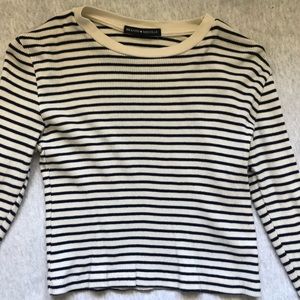Brandy Melville cream crop top with navy stripes